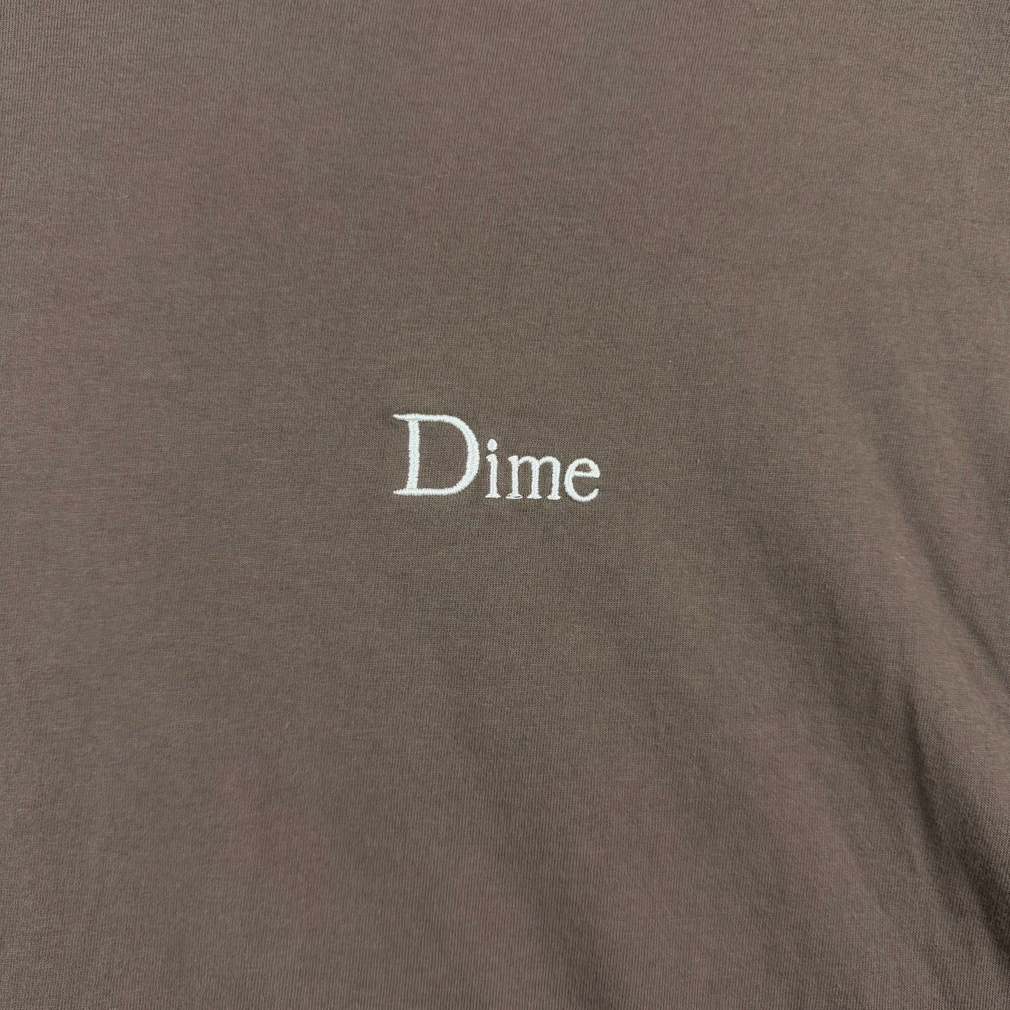 Dime Taupe Center Logo Embroidery Tee
