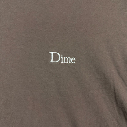Dime Taupe Center Logo Embroidery Tee