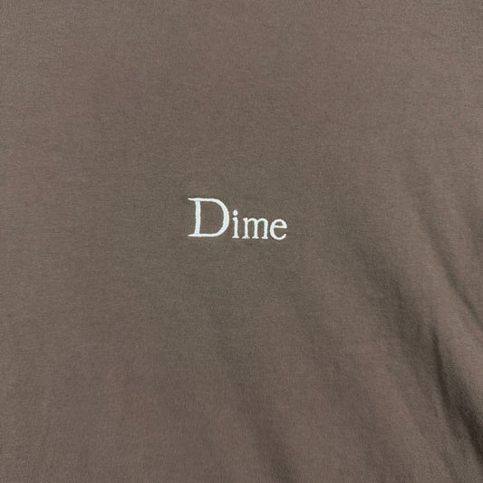 Dime Taupe Center Logo Embroidery Tee