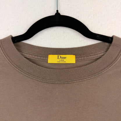 Dime Taupe Center Logo Embroidery Tee